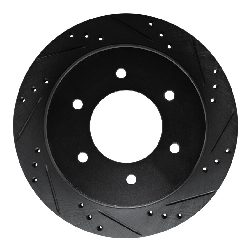 Mitsubishi Montero Brake Rotor (1) - Rear Right - R1 Concepts - Drilled & Slotted - Black - `15-`17